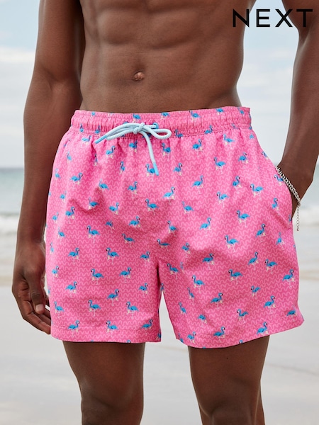 Bright Pink Mini Flamingo Printed Swim Shorts (N06977) | €4