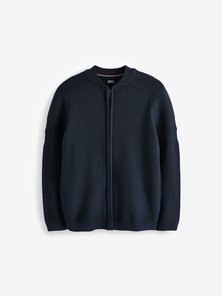 Mornarsko modra - Zip Through Knitted Bomber Jacket (3-16yrs) (N07010) | € 13 - € 17