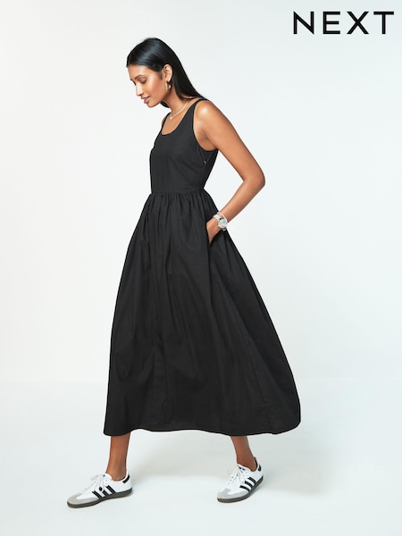Black Summer Poplin Dress (N07096) | €28