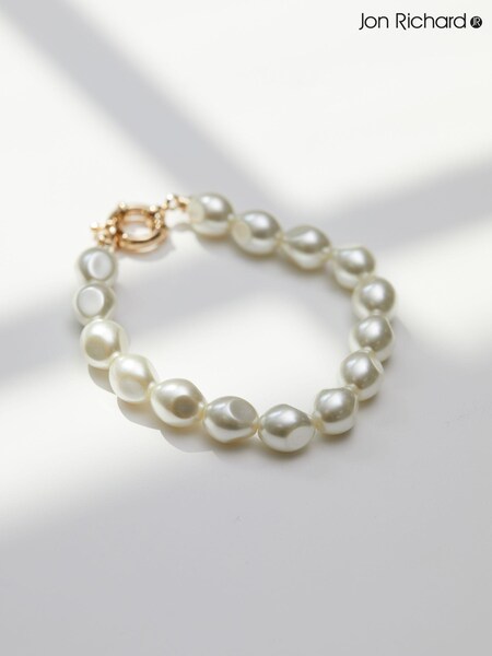 Jon Richard Silver Polished And Pearl Oval Link Y Drop Necklace (N07113) | €43