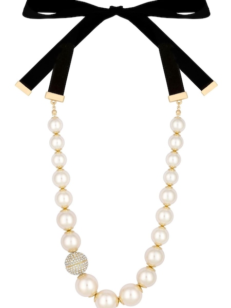 Jon Richard Gold Plated Statement Pearl And Pave Ball Velvet Necklace (N07135) | €25