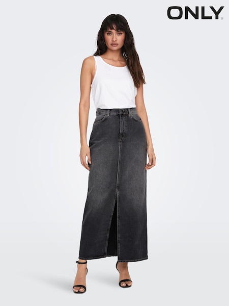 ONLY Black 100% Cotton Denim Maxi Skirt (N07164) | €23