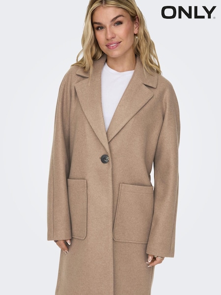 ONLY Brown Lightweight Tailored Coat with Front Pockets (N07183) | €20