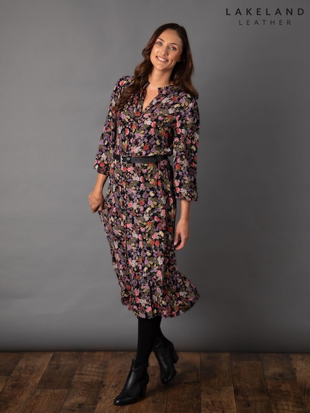 Lakeland Clothing Blue Lala Button Through Floral Midi Dress (N07326) | AED99