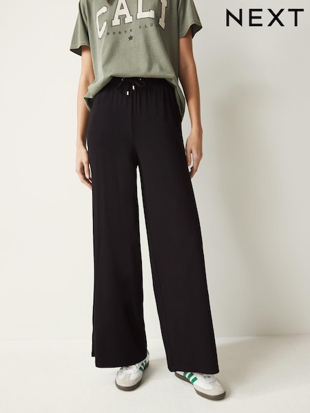 Black Jersey Wide Leg Trousers (N07346) | €26