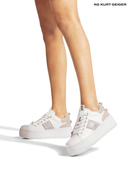 KG Kurt Geiger Leslie Gem White Trainers (N07412) | AED375