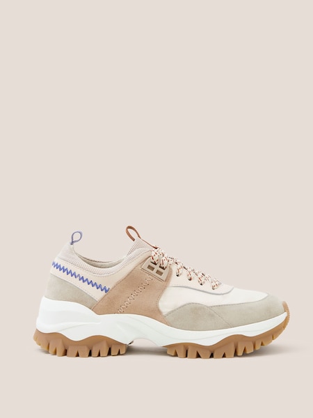White Stuff Cream Chunky Suede Mix Trainers (N07427) | €51