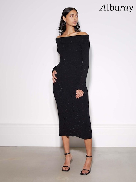 Albaray Sparkle Bardot Black Dress (N07496) | €33