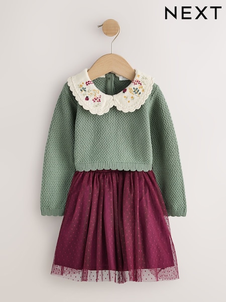 Green - Knitted Jumper & Skirt Set (3mths-7yrs)