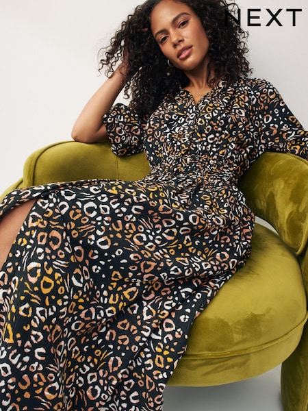 True Animal-Print - Puff Sleeve Midi Dress (N07586) | 10 €