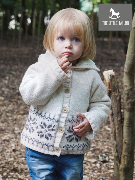 The Little Tailor Baby Christmas Fairisle Pattern Fleece Lined Pram Coat Cardigan (N07657) | €23