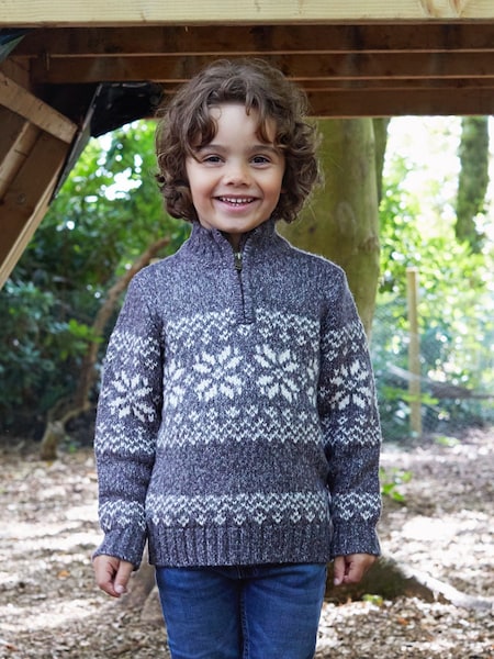 The Little Tailor Kids Cosy Funnel Neck Fairisle Pattern Knitted Christmas Jumper (N07658) | €23