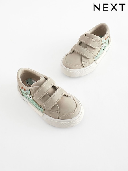 Grey Crocodile Standard Fit (F) Two Strap Touch Fastening Trainers (N07668) | AED56 - AED71