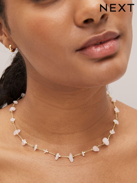 ذهبي/فضي - Plated Semi Precious Stone Chipping Necklace (N07746) | ‏33 د.إ.‏