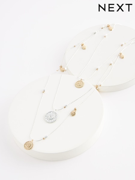 Gold Tone/Silver Tone Multi Row Coin Drop Necklace (N07750) | €10