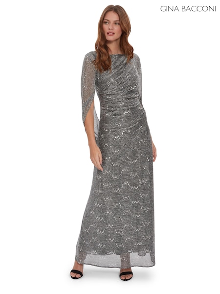 Gina Bacconi Natural Joanna Metallic Sequin Knit Maxi Dress (N09006) | 343 €