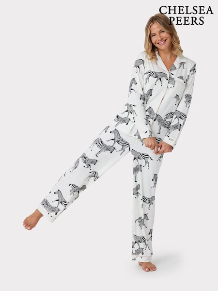 Chelsea Peers White Button Up Printed Pyjama Set (N09204) | AED131