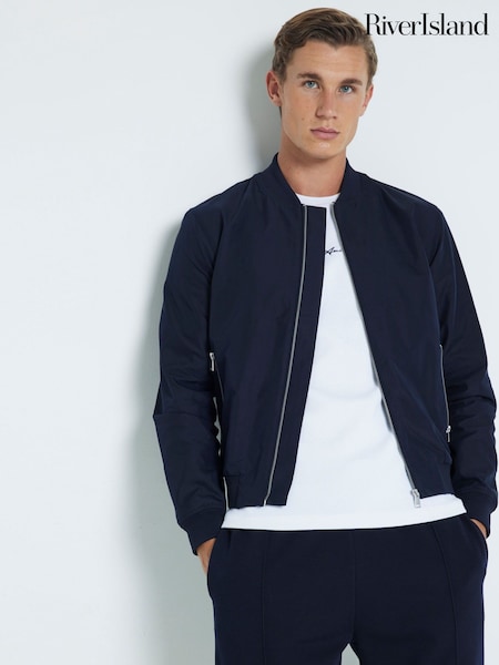 River Island Blue Cotton Bomber Jacket (N09239) | €60