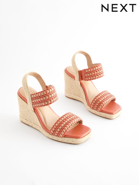 Orange Forever Comfort® Square Toe Weave Wedges (N09308) | AED47