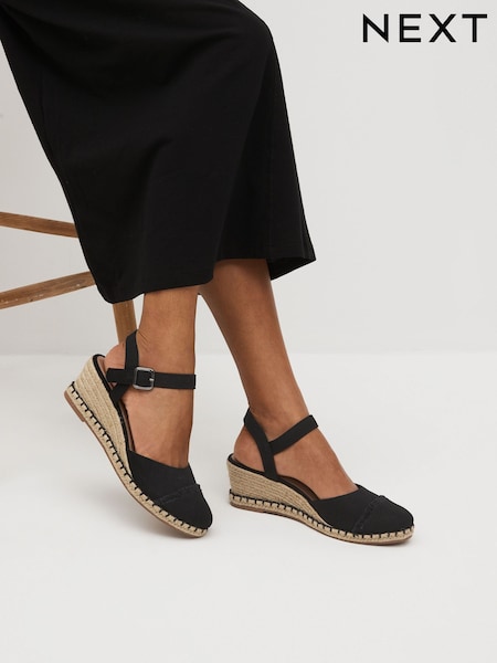 črna - Forever Comfort Toe Cap Closed Toe Wedges (N09318) | € 22