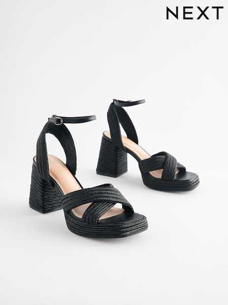 Черный джут - Forever Comfort® Flare Platform Sandals (N09321) | €9