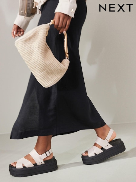 Bone Standard/Wide Fit Chunky Wedge Sandals (N09331) | AED79