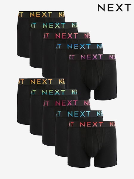Black Bright Ombre Text Waistbands 10 pack A-Front Boxers (N09377) | $73