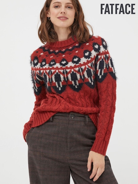 FatFace Red Maddison Fairisle Yoke Jumper (N09437) | €37