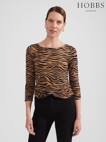 Hobbs Brown Printed Sonya Top (N09749) | €12