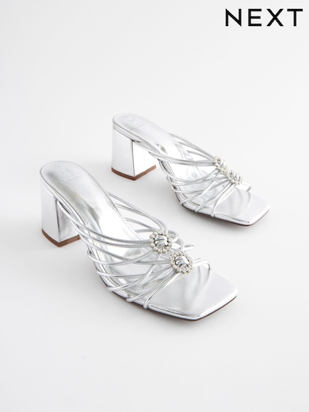 Silver Forever Comfort Jewel Knot Mules (N09928) | €17.50