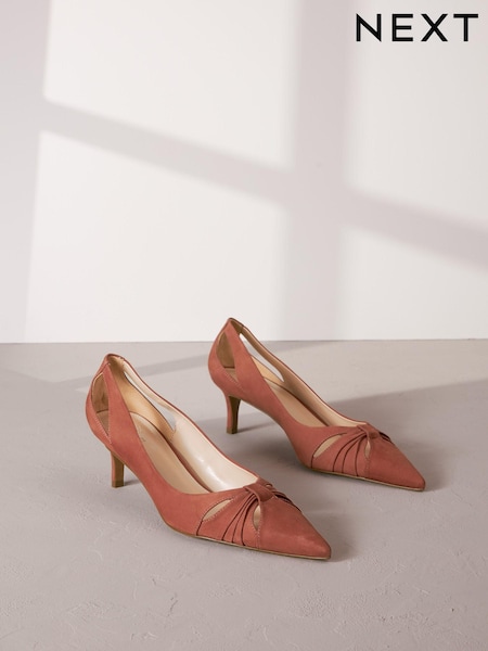 Rose Pink Signature Leather Cutout Kitten Heels (N09947) | €46