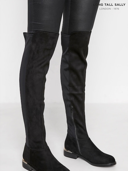 Long Tall Sally Black Stretch Boots (N09966) | ₪352