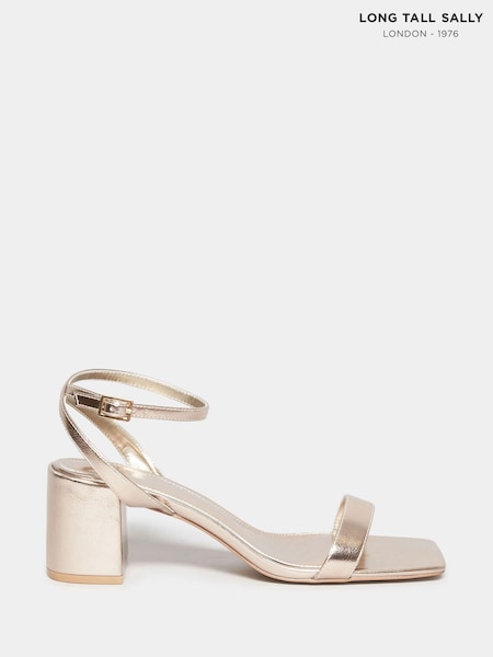 Long Tall Sally Gold 2 Part Block Heels (N09974) | AED69