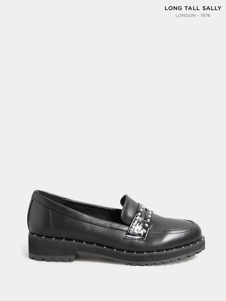 Long Tall Sally Black Studded Loafers (N09975) | €66
