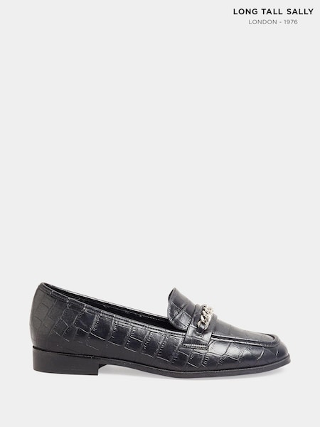 Long Tall Sally Black Hardware Trim Loafers (N09976) | €66