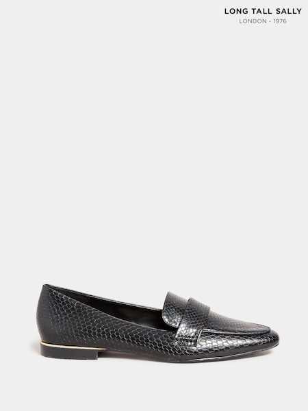 Long Tall Sally Black Metal Trim Loafers (N09981) | AED262