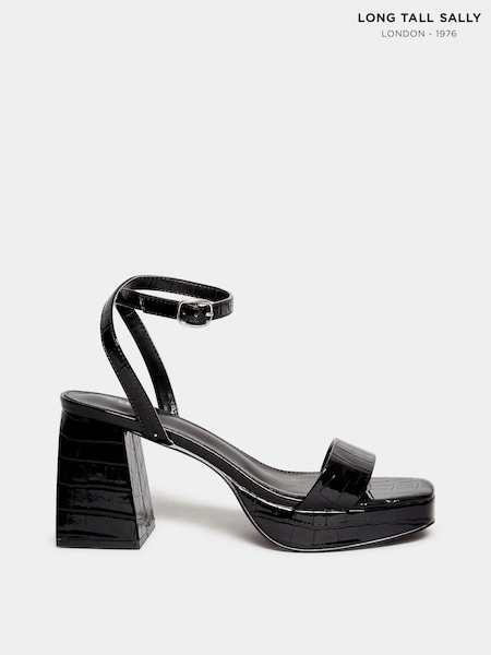 Long Tall Sally Black Croc Platform Heels (N09990) | €21.50