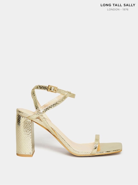 Long Tall Sally Gold Block Heels (N09992) | 247 QAR