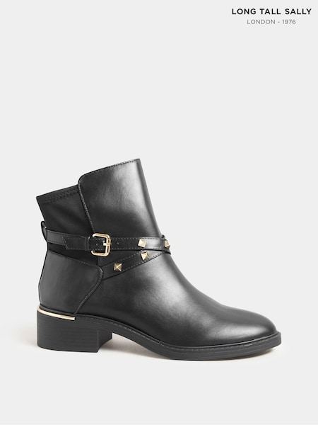 Long Tall Sally Black Hardware Detail Chelsea Boots (N10020) | ₪327