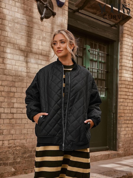 Yours Curve Black PU Bomber Jacket (N10274) | €31