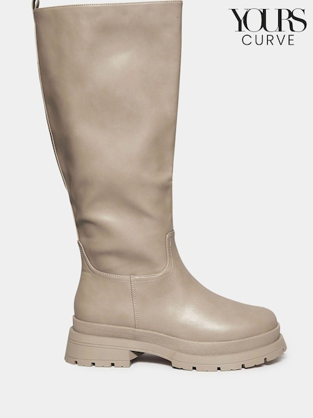 Yours Curve Natural Extra-Wide Fit PU Pull On Calf Boots (N10286) | €29.50