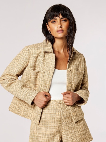 Apricot White Gold Tweed Boxy Jacket (N10617) | €26