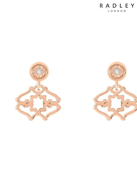 Radley Ladies Gold Plated Diamond Street 18ct Rose Sterling Silver Heirloom With Diamond Centre Stud Earrings RYJ1366 (N10802) | €34