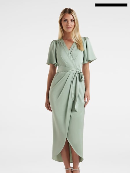 Forever New Green Carolina Satin Midi Dress (N10897) | €70