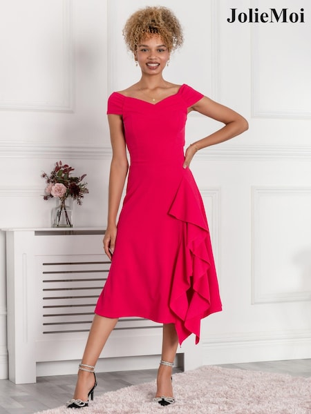 Розовый - Jolie Moi Desiree Frill Fit & Flare Dress (N11068) | €22