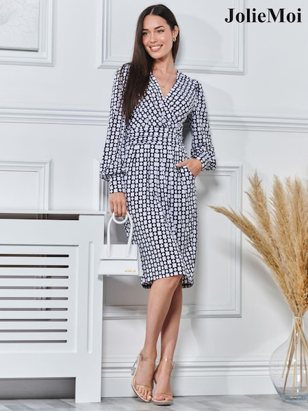 Jolie Moi Print Long Sleeve Pegged Dress (N11072) | €40