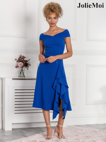 Синий кобальт - Jolie Moi Desiree Frill Fit & Flare Dress (N11078) | €22