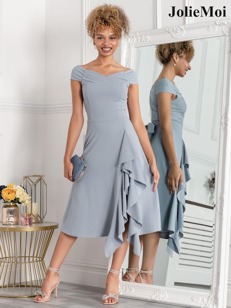 Серый - Платье с расклешенной юбкой и оборками Jolie Moi Desiree (N11094) | €18