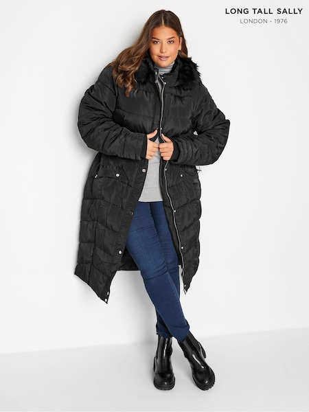 Long Tall Sally Black Midi Puffer Coat (N11139) | €54