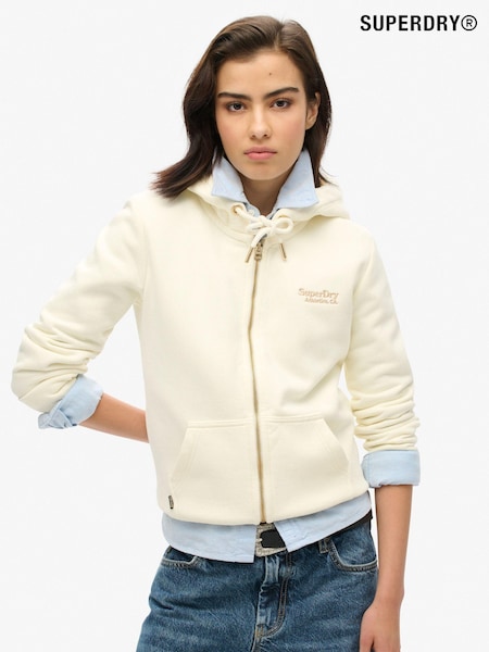 Superdry Off White Essential Logo Zip Hoodie (N11219) | 136 QAR